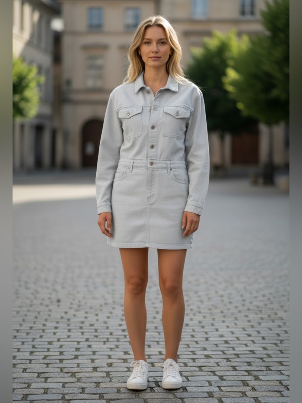 NWOT Abercrombie & Fitch Denim Long Sleeve Utility Shirt Dress Large